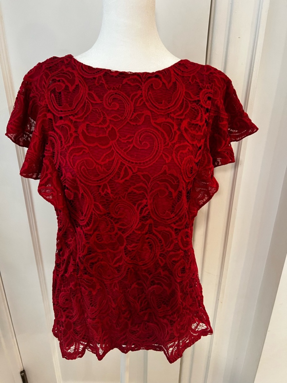 Tahari ASL Deep Red Knit Top